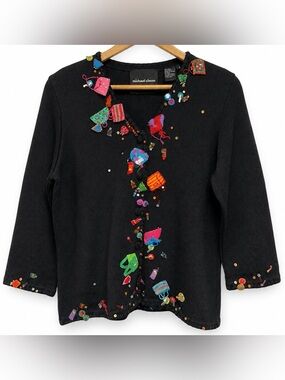 Michael Simon New York Vintage Sweater Art To Wear Purses Sequins Size S Beaded